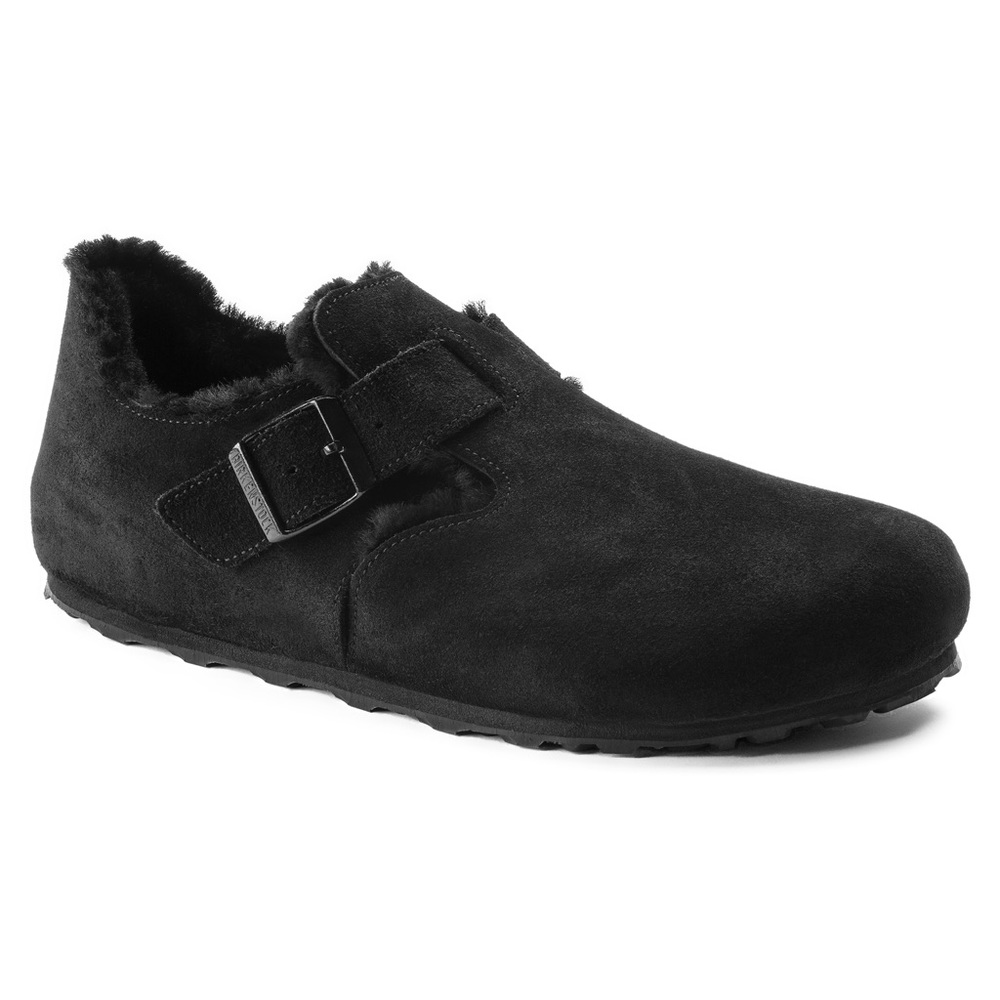 Birkenstock London Shearling Suede Leather Black Regular Width Select Size